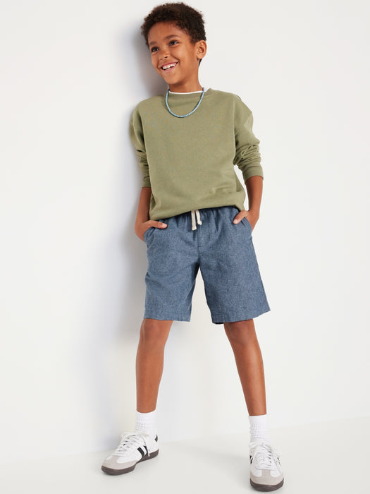 Knee Length Linen-Blend Shorts for Boys