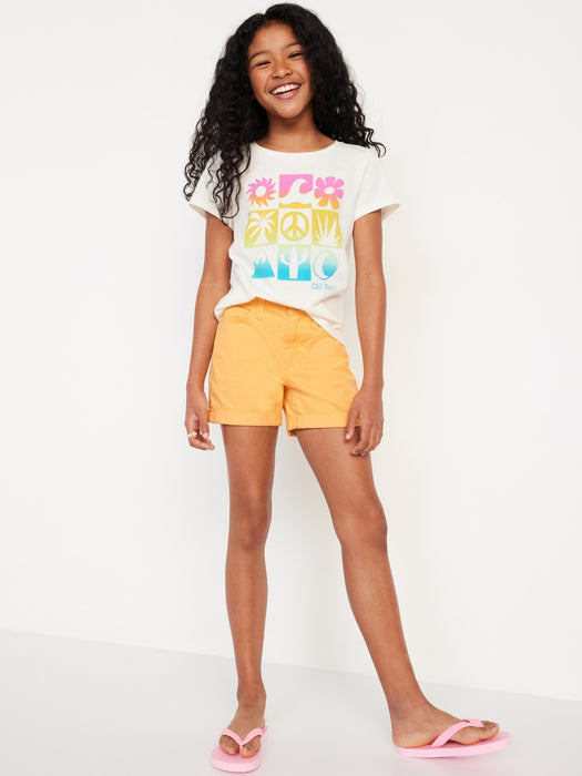 High-Waisted Button-Fly Ripped Jean Midi Shorts for Girls