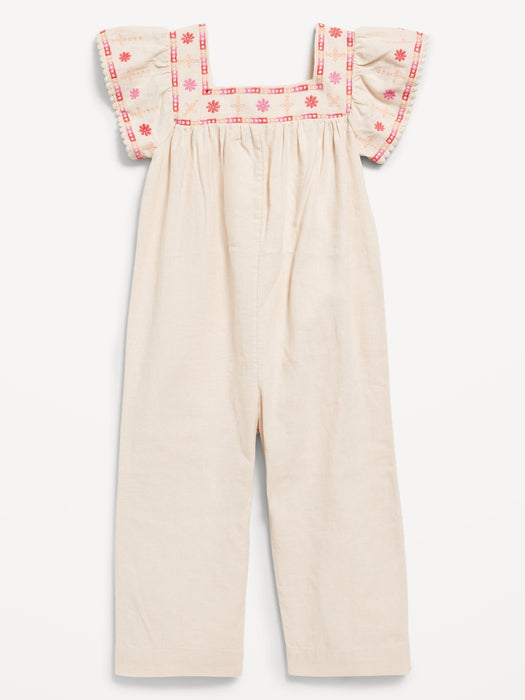 Printed Linen-Blend Wide-Leg Jumpsuit for Toddler Girls