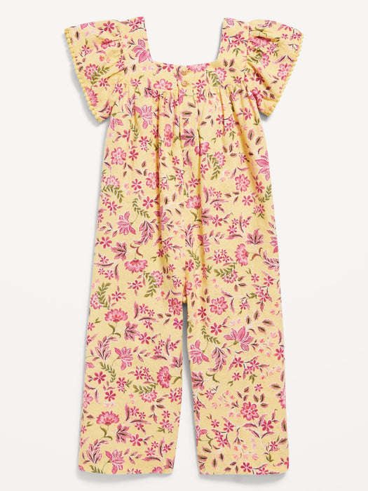 Printed Linen-Blend Wide-Leg Jumpsuit for Toddler Girls