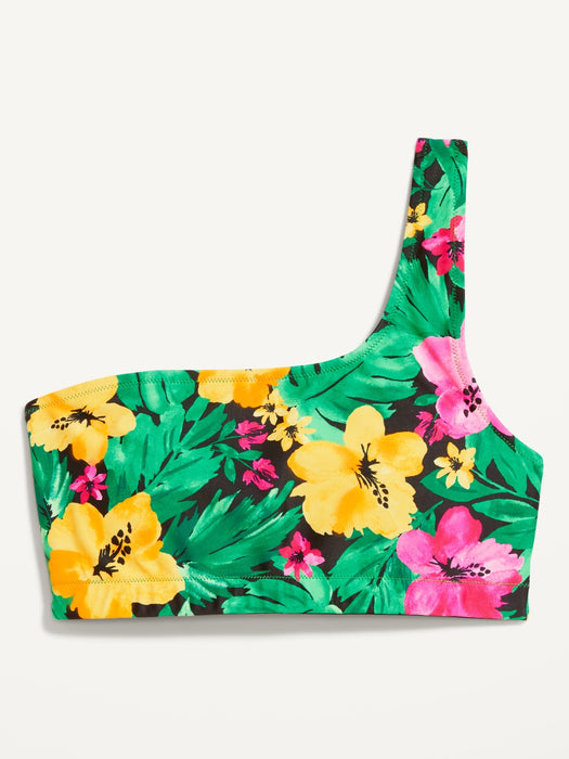 Printed One-Shoulder Bikini Swim Top