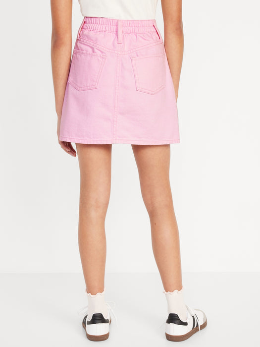High-Waisted Button-Front Jean Skirt for Girls