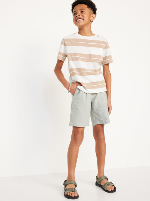 Knee Length Linen-Blend Shorts for Boys