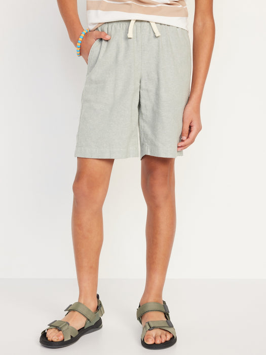 Knee Length Linen-Blend Shorts for Boys