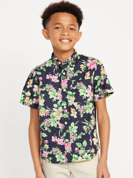 Short-Sleeve Printed Poplin Shirt for Boys
