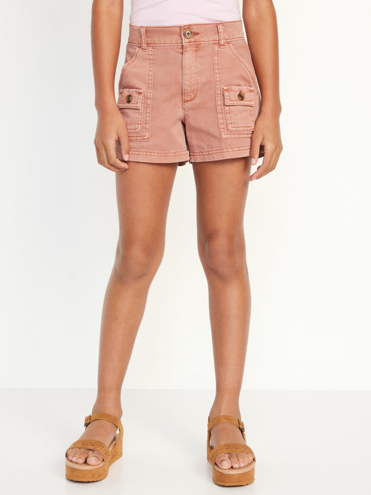 Cargo-Pocket Twill Shorts for Girls