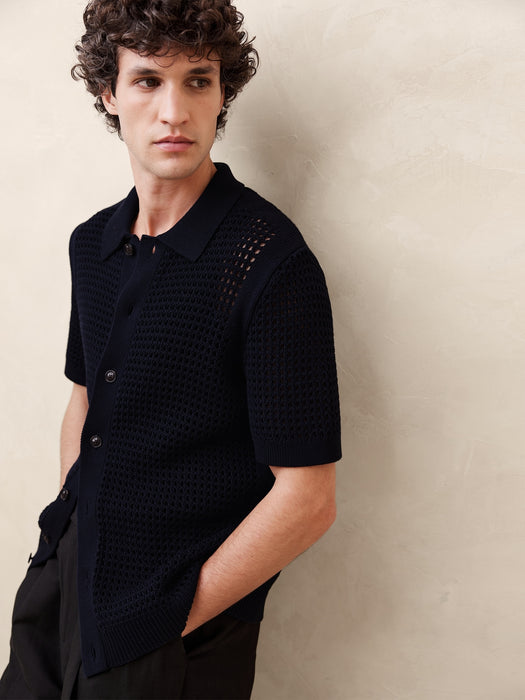 Point Sur Open-Knit Sweater Polo