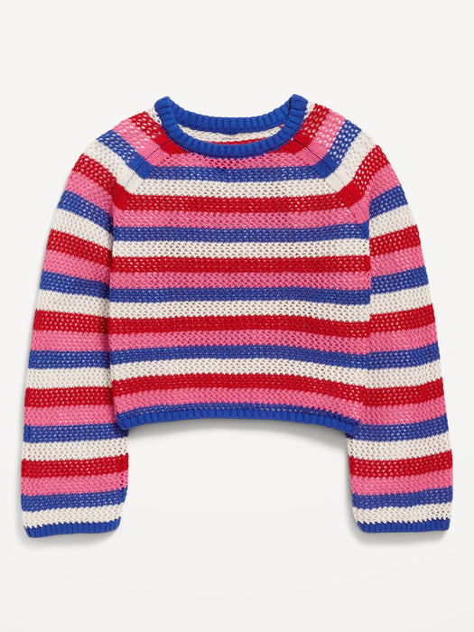 Striped Crochet-Knit Sweater for Girls