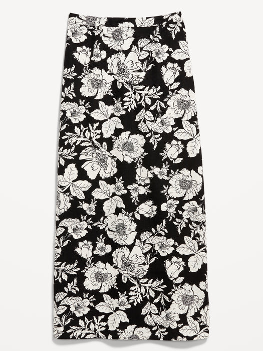 High-Waisted Linen-Blend Maxi Skirt