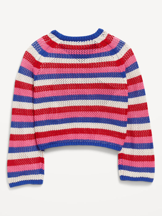 Striped Crochet-Knit Sweater for Girls