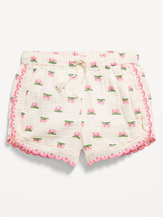 Double-Weave Embroidered-Trim Shorts for Girls