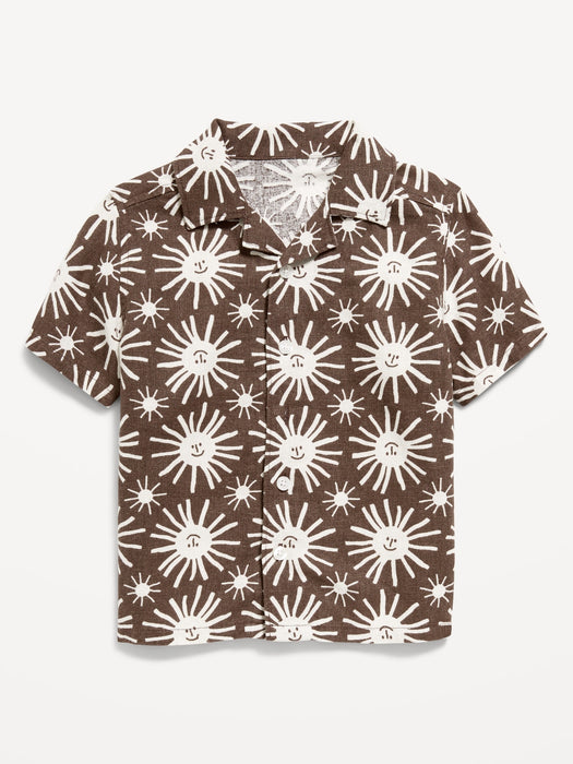 Short-Sleeve Linen-Blend Camp Shirt for Toddler Boys