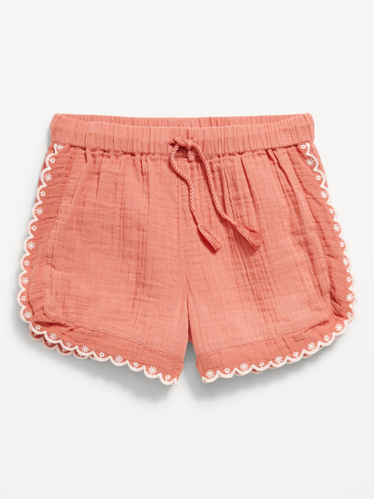 Double-Weave Embroidered-Trim Shorts for Girls