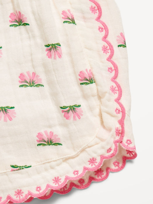 Double-Weave Embroidered-Trim Shorts for Girls