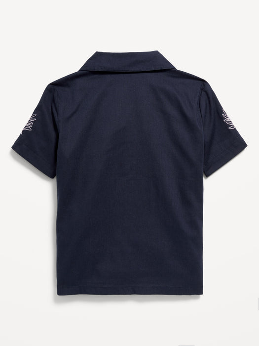 Short-Sleeve Embroidered Camp Shirt for Toddler Boys