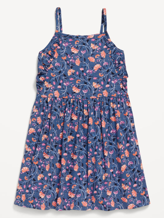 Printed Sleeveless Ruffle-Trim Dress for Toddler Girls