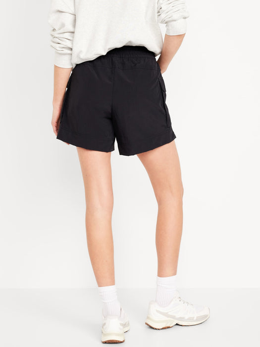 High-Waisted Cargo Utility Shorts -- 5-inch inseam