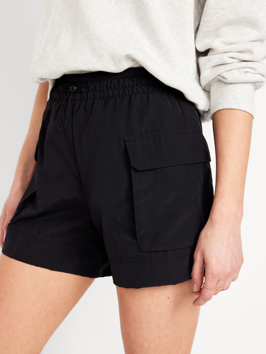High-Waisted Cargo Utility Shorts -- 5-inch inseam