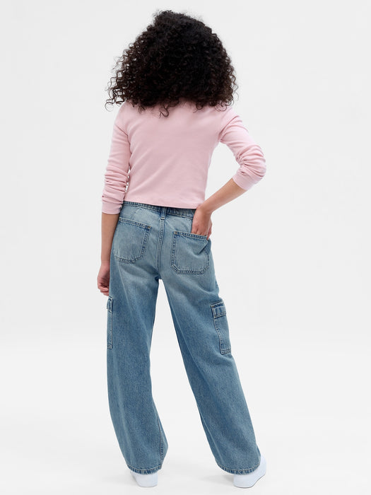 Kids Low Rise Stride Wide-Leg Cargo Jeans