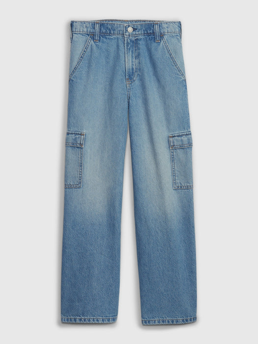 Kids Low Rise Stride Wide-Leg Cargo Jeans