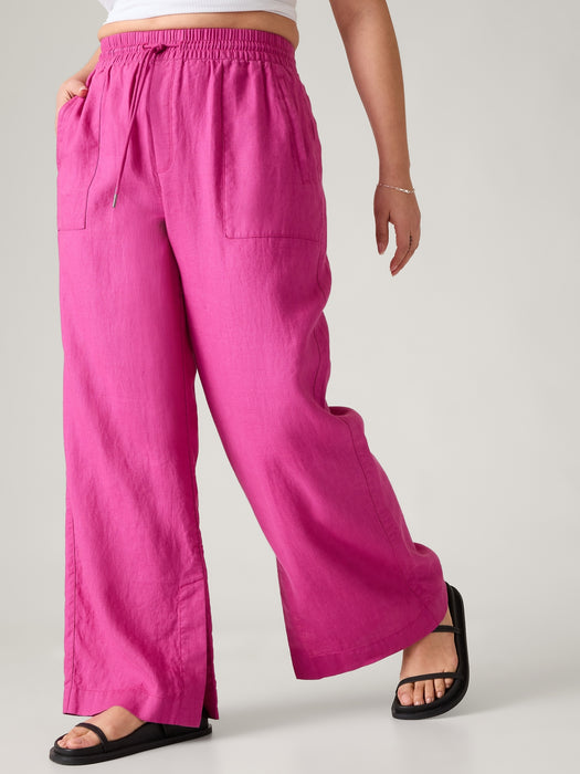 Retreat Linen Mid Rise Wide Leg Pant