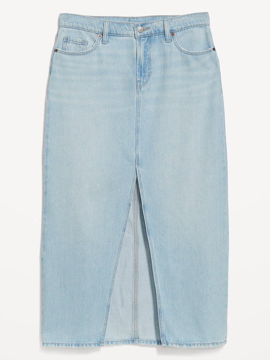 Mid-Rise Jean Maxi Skirt