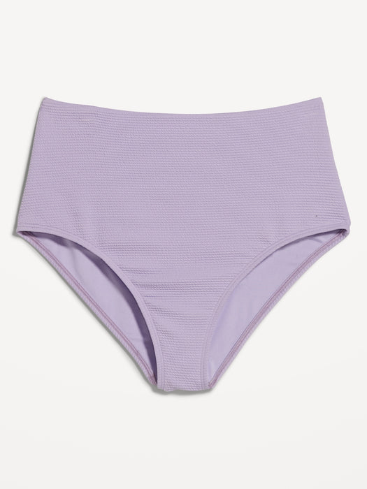 High-Waisted French-Cut Puckered Bikini Swim Bottoms