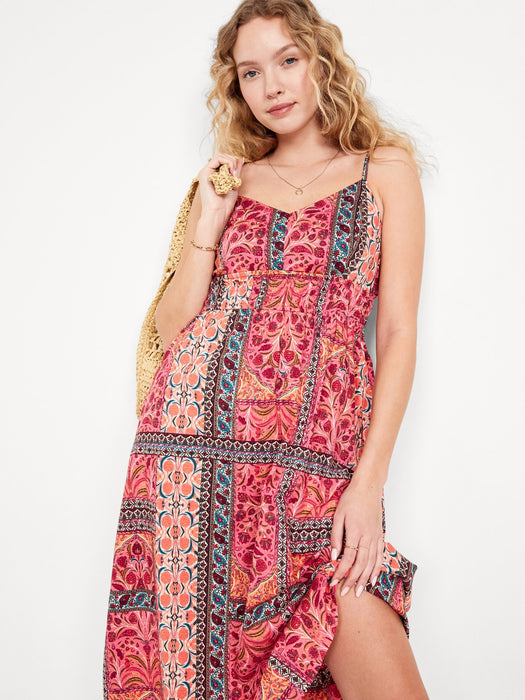 Waist-Defined Cami Midi Dress