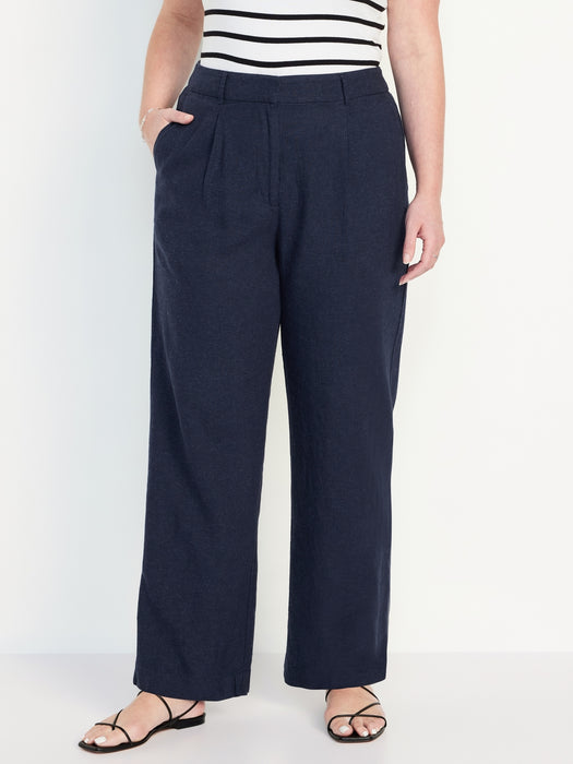 Extra High-Waisted Linen-Blend Wide-Leg Taylor Pants