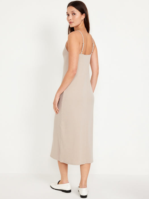 Sleeveless Rib-Knit Midi Dress