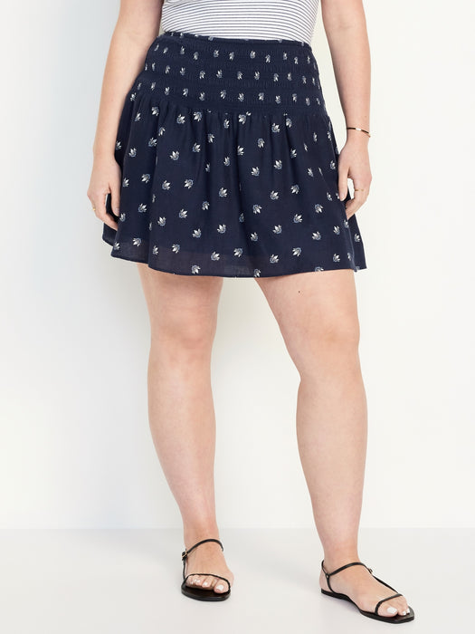 Smocked-Waist Mini Skirt