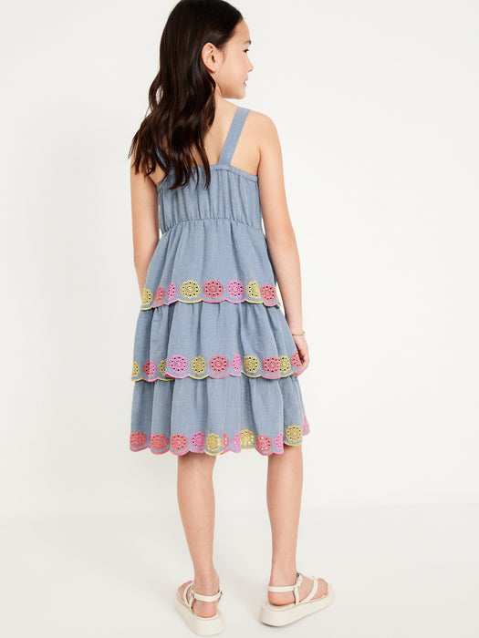 Sleeveless Tiered Eyelet Dress for Girls
