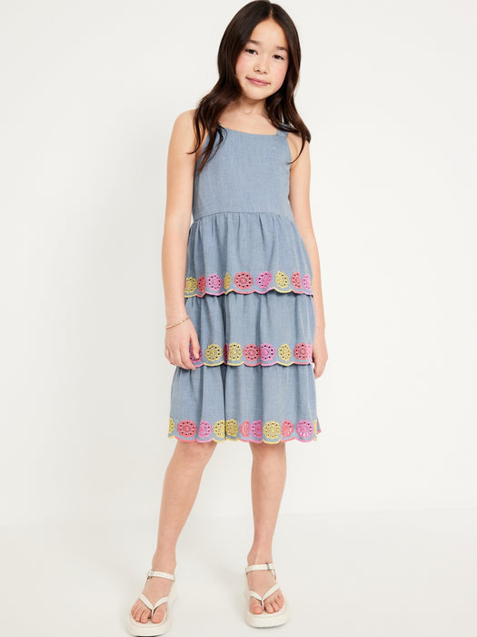 Sleeveless Tiered Eyelet Dress for Girls