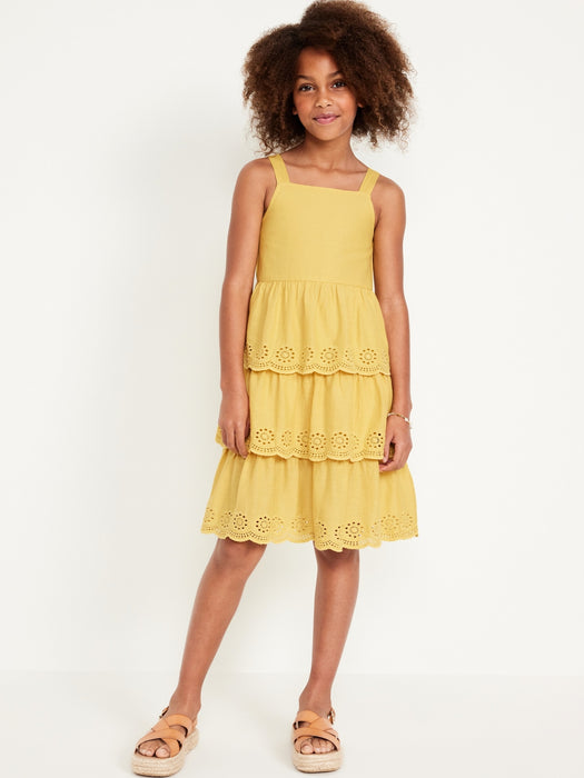 Sleeveless Tiered Eyelet Dress for Girls