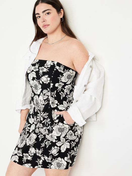 Fit & Flare Linen-Blend Mini Dress