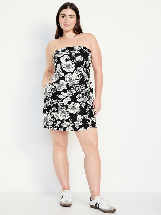 Fit & Flare Linen-Blend Mini Dress