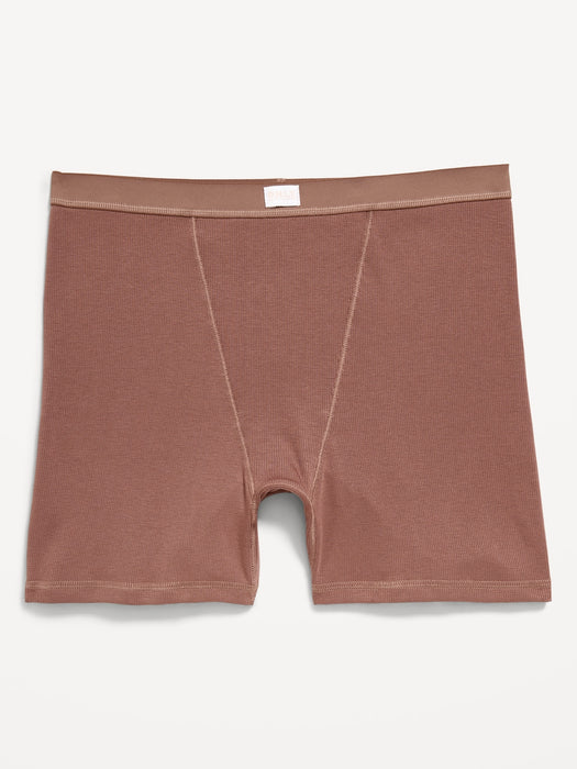 High-Waisted Rib-Knit Boyshort Boxer Briefs -- 3-inch inseam
