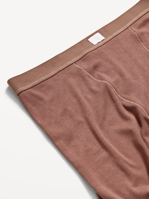 High-Waisted Rib-Knit Boyshort Boxer Briefs -- 3-inch inseam