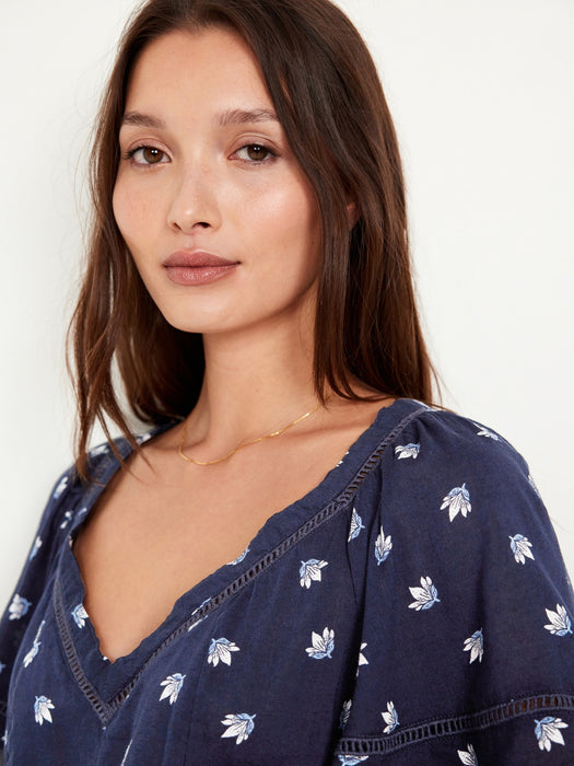 V-Neck Lace-Trim Top