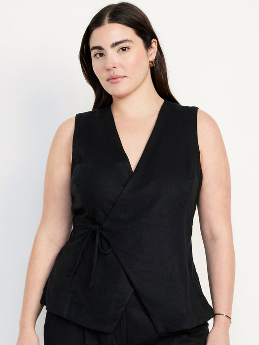 Linen-Blend Side-Tie Vest