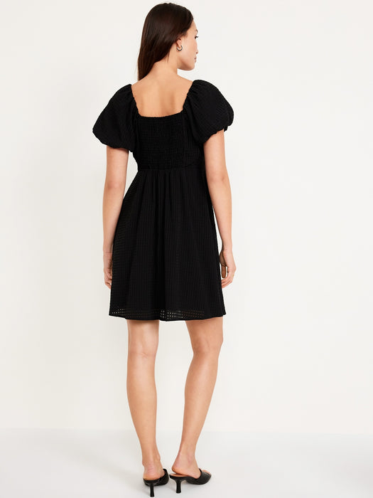 Flutter-Sleeve Mini Swing Dress