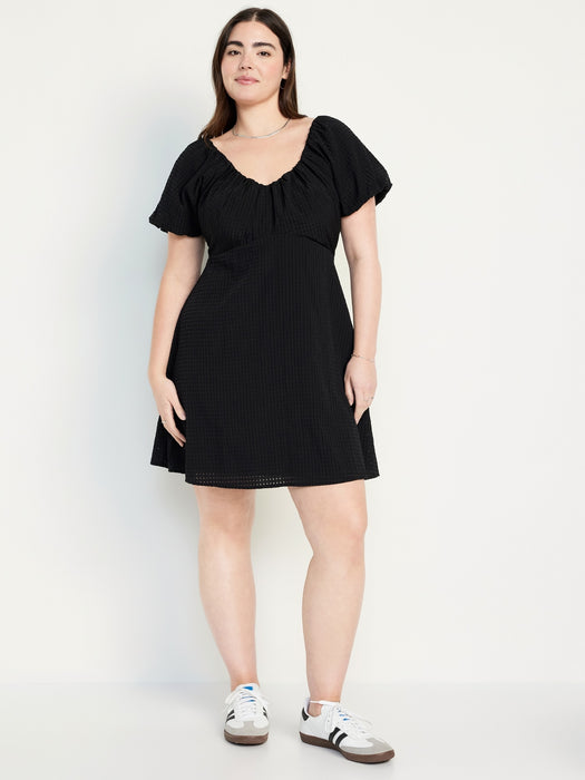 Flutter-Sleeve Mini Swing Dress