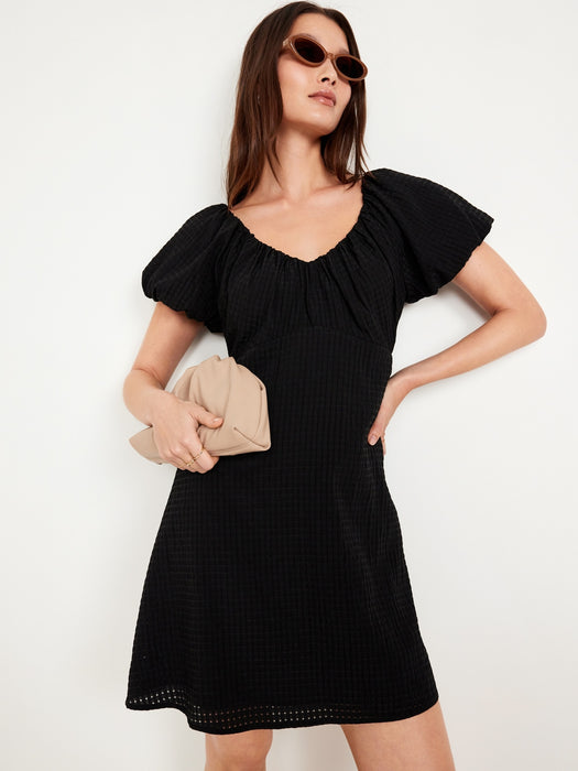 Flutter-Sleeve Mini Swing Dress
