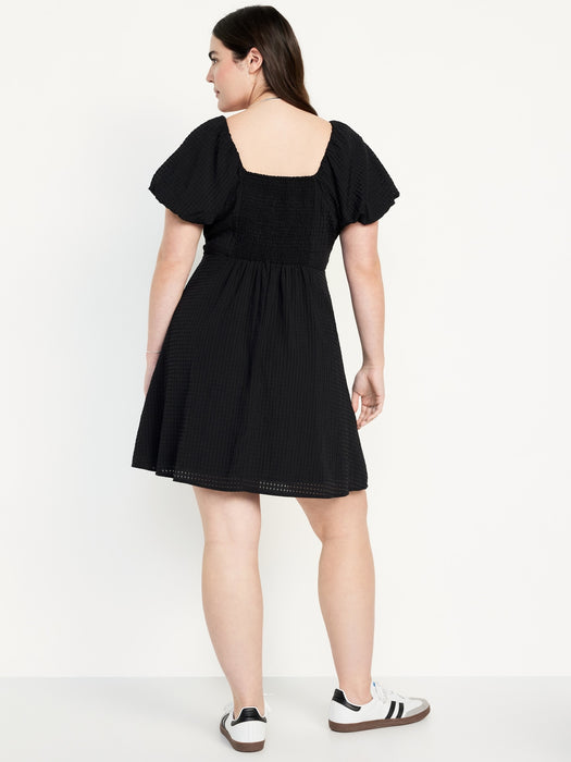 Flutter-Sleeve Mini Swing Dress