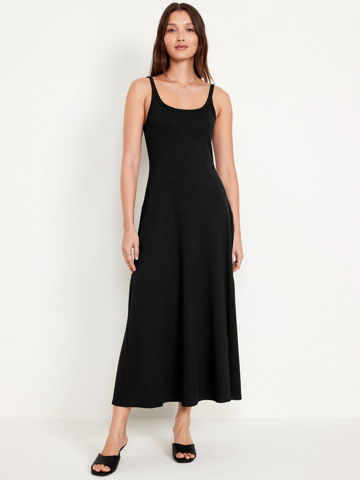 Fit & Flare Rib-Knit Maxi Dress