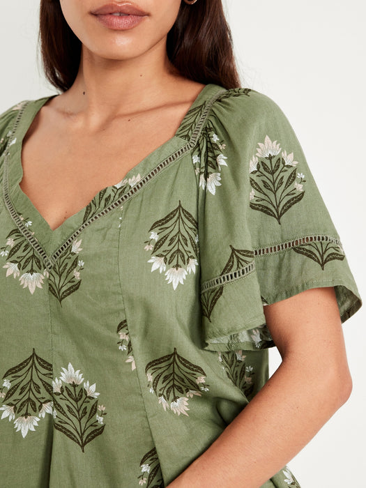 V-Neck Lace-Trim Top