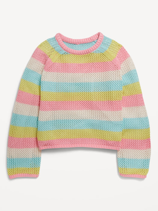 Striped Crochet-Knit Sweater for Girls