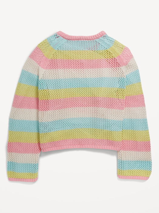 Striped Crochet-Knit Sweater for Girls