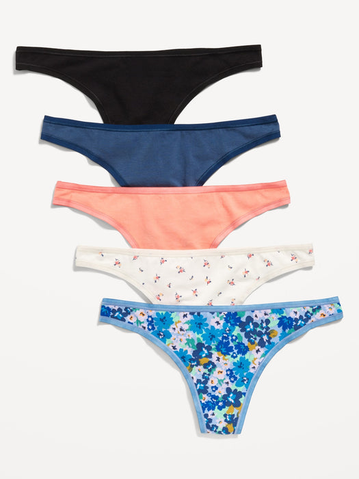 Mid-Rise Everyday Cotton Thong  5-Pack