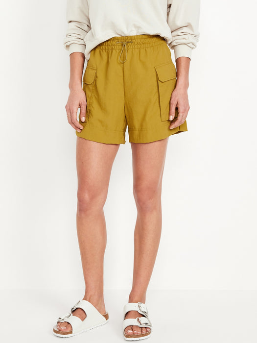 High-Waisted Cargo Utility Shorts -- 5-inch inseam